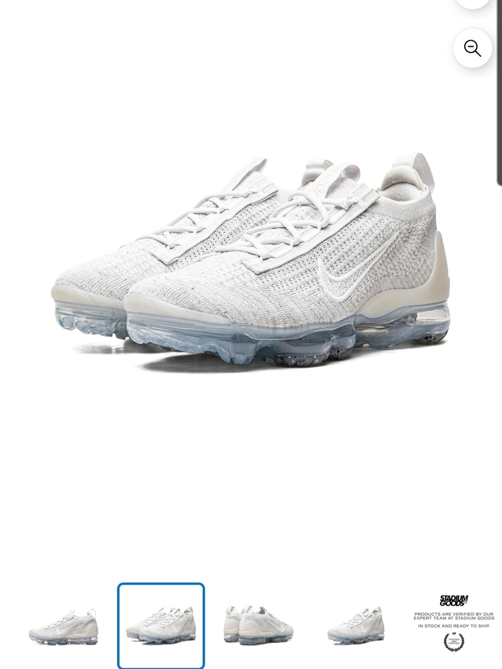 Nike VaporMax Flyknit - White with Translucent Blue-Tint Sole